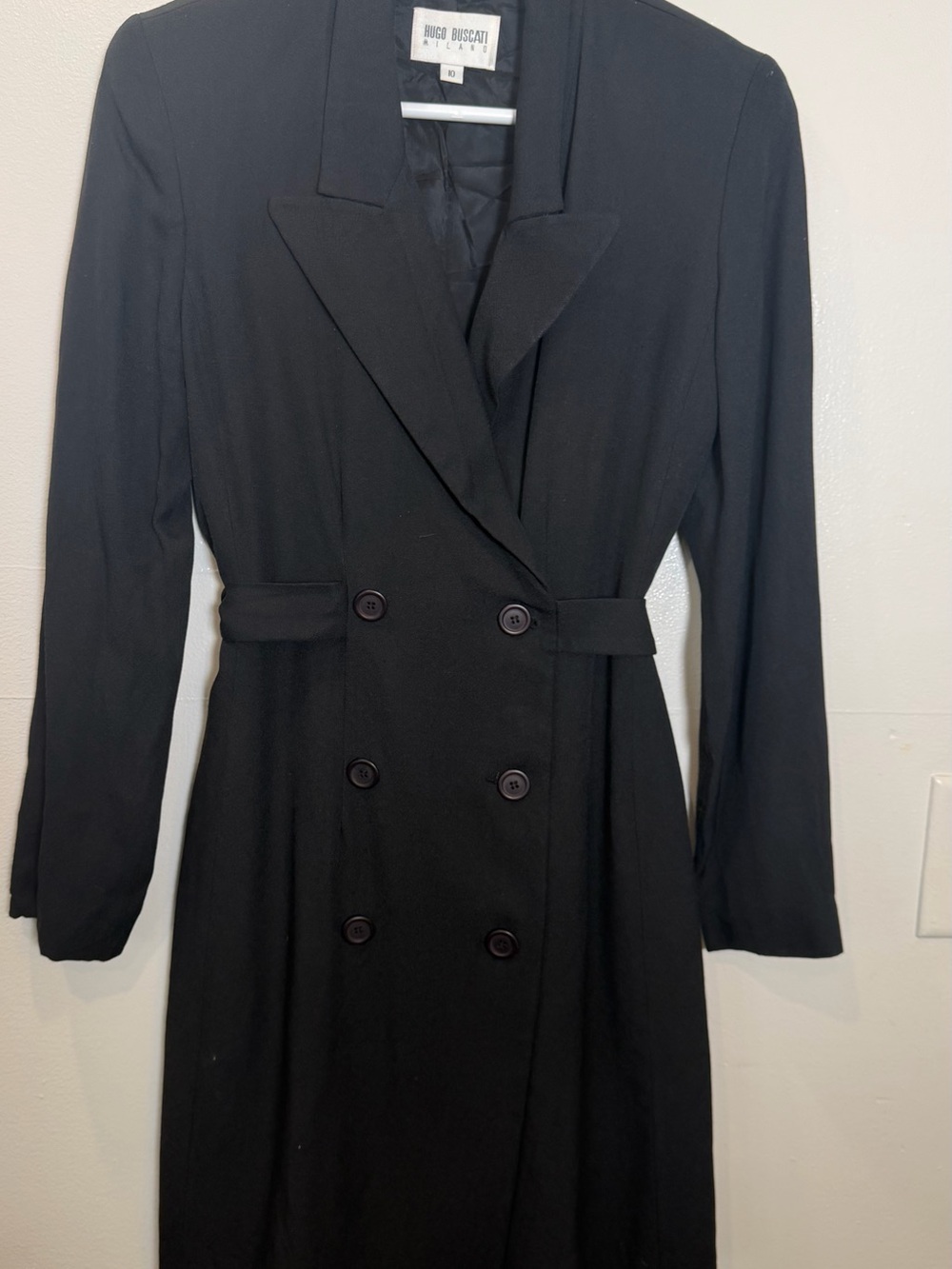 Hugo Buscati Black Double-Breasted Long Sleeve Dress
